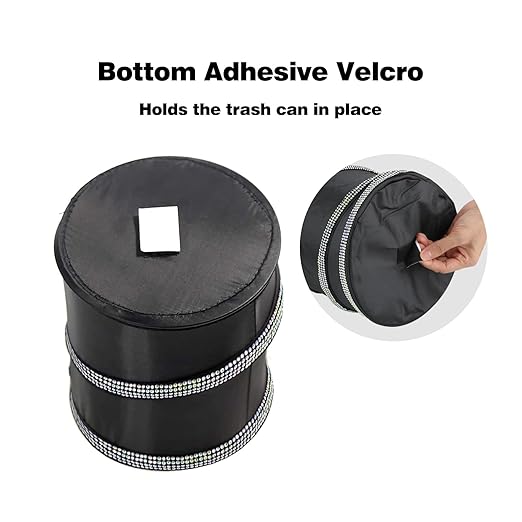 eing Car Trash Can, Portable Garbage Bin with Bling Diamonds, Collapsible Pop-up Water Proof Bag, Waste Basket Bin, Rubbish Bin (1 Pack, AB)