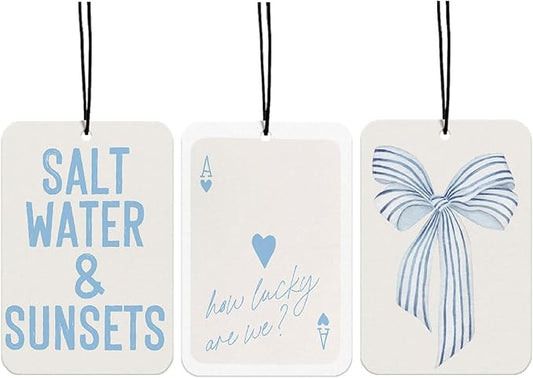 Blue Coquette Bows Car Air Freshener Bow Car Interior Accessories Hanging 3Pcs, Preppy Retro Girly Rear View Mirror Decor Cute Preppy Car Accessories for Women Girls(Lavender)