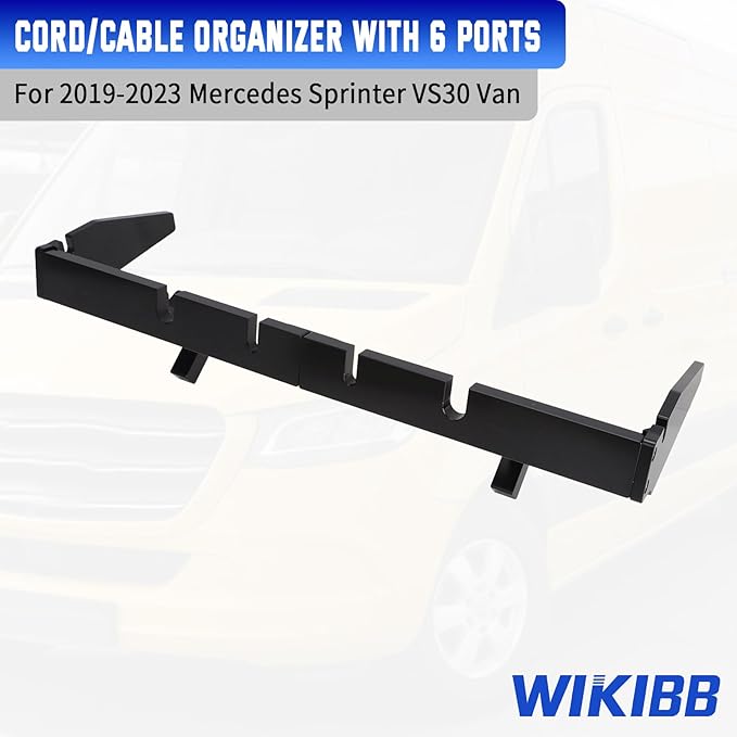 Dash Organizer with 6-Port Cable Management for 2019-2023 Mercedes Sprinter VS30 Vans, Snap-in Installation, Upgrade Your Van Conversion Interior