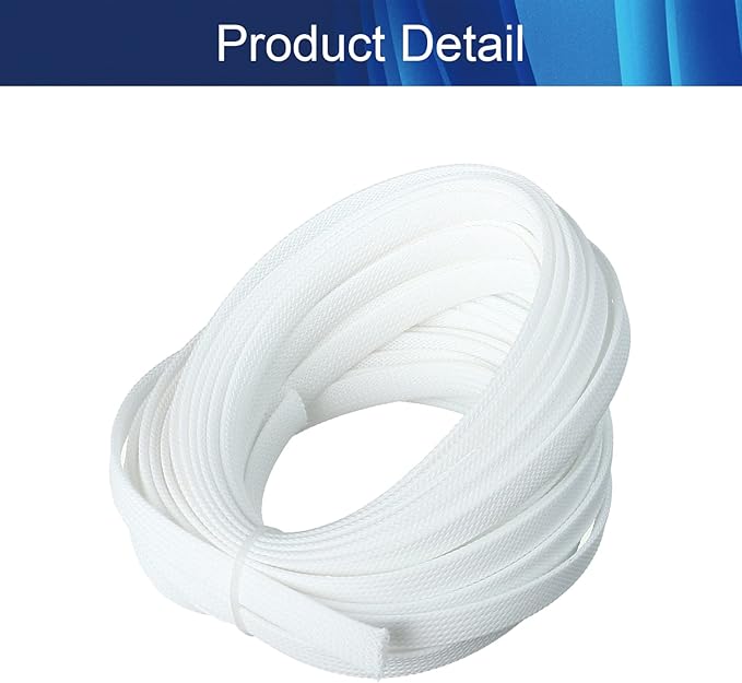 Aicosineg Cable Sleeve Braided Sleeving PET Wire Loom Tubing Cable 32.81ft-2/5inch Wrap Protector for HiFi Audio and Video Headphone Cable Protect Wires from Chewing of Pets White