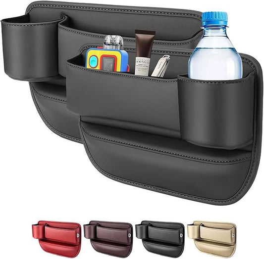 2 Packs Car Seat Gap Filler Organizer for Mercedes-Benz GLB 2020-2025, Leather Seat Storage Box Cup Holder, Phone, Keys, Sunglasses, Cards, Small Items, Car Accessories,Black