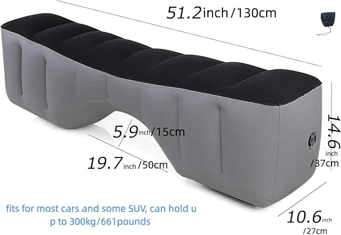 Car Bed, Car Air Bed, Car Mattress, Back Seat Bed, Back Seat Gap Filler Pad, Inflatable, Extender, Portable Sleeping Accessories for SUV, Camping, Travel, Rest, with Air Pump