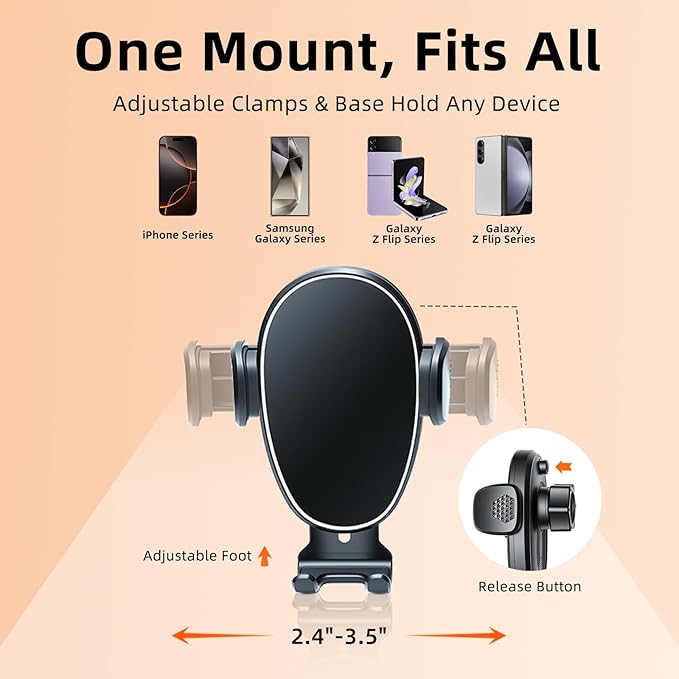 Phone Holder for Rav4 (2013-2018), 360° Adjustable Dashboard Phone Mount, Hands Free Mobile Holder for Toyota Rav4, Car Mount for iPhone, Samsung & Android, Uber Accessories for Car, Black