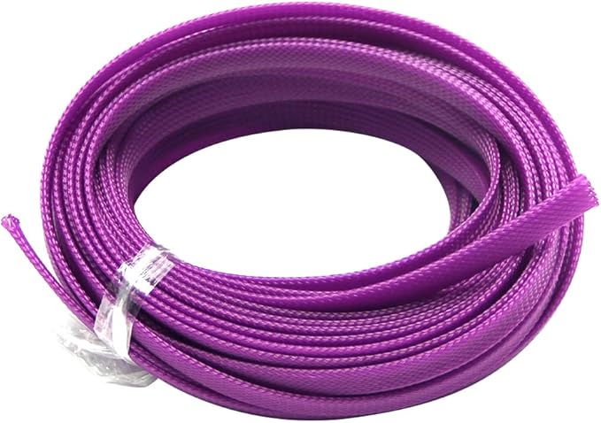 Aicosineg 32.81FT 0.44inch Cable Sleeve Braided Sleeving PET Wire Loom Tubing Cable Wrap Protector for HiFi Audio and Video Headphone Cable Protect Wires from Chewing of Pets Purple