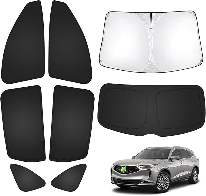 T TGBROS Windshield Sun Shade for Acura MDX 2021-2025 2026 Car Window Shades Thicken UV Block and Blackout Privacy Foldable Sunshades 8PCS Accessories Keep Cool Sun Visor Covers