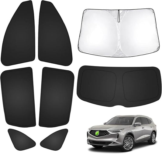 T TGBROS Windshield Sun Shade for Acura MDX 2021-2025 2026 Car Window Shades Thicken UV Block and Blackout Privacy Foldable Sunshades 8PCS Accessories Keep Cool Sun Visor Covers