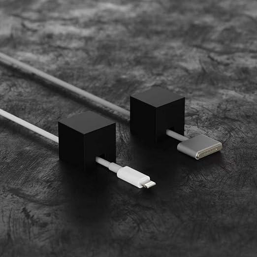 Black Stainless Steel Cable Clips, Cord Organizer Cable Management, USB Cable Holder Wire,Wire Organizer for Desk,Nightstand and Office Cable Management，Not Magnetic (Frosted Black 2pc)