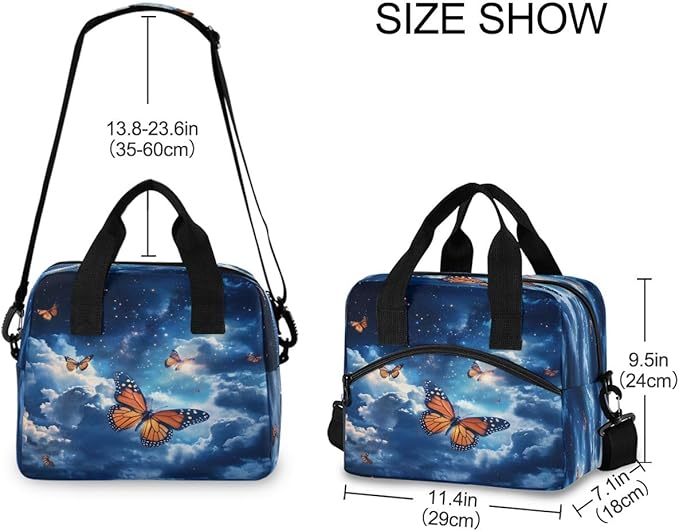Lunch Bag for Kids Butterfly Sky Cooler Lunch Box Large Capacity Lunch Organizer for Boys Girls