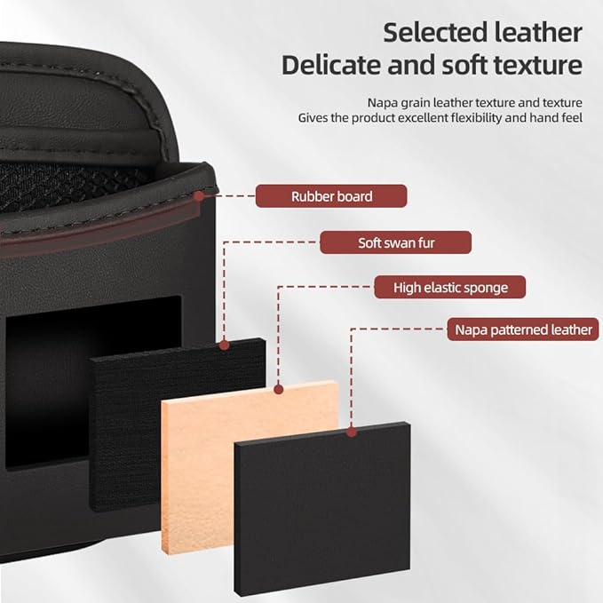 Car Seat Side Pocket Organizer - PU Leather Auto Door Console Mini Storage Bag for Keys, Phone, Sunglasses, Registration, and Documents (Dark Red)