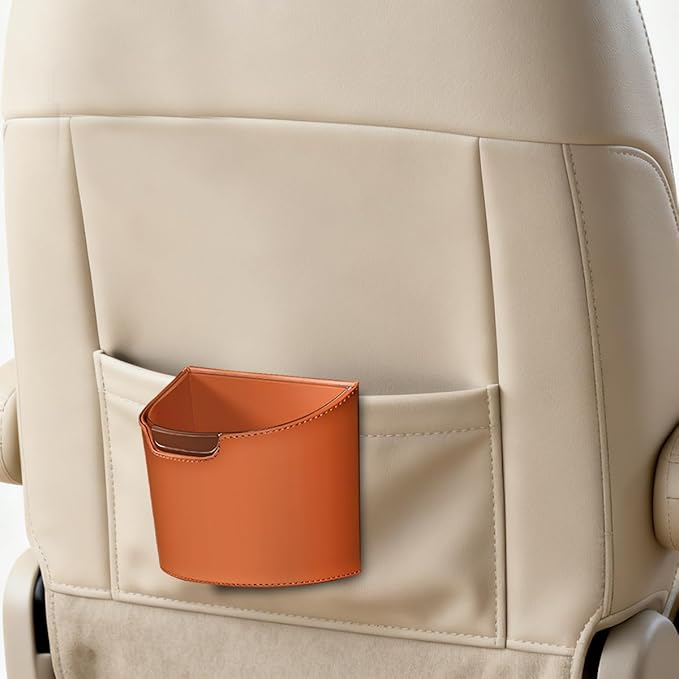 Car Trash Can, Multipurpose Leakproof Hanging Vehicle Garbage Can with Removable Liner, Waterproof Automotive Interior Dustbin Garbage Container, Universal for SUV Van Truck (Orange)