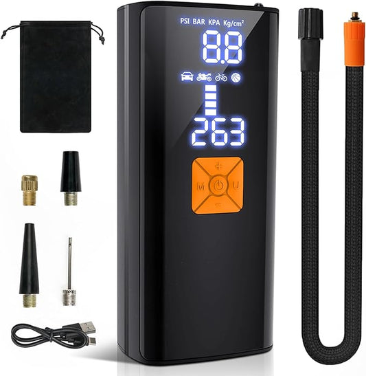 Tire Inflator Portable Air Compressor,Tire Inflators Portable Cordless Air Pump with Gauge for Car tires Digital LCD for Car,Motorcycle,Bike Tires and Balls