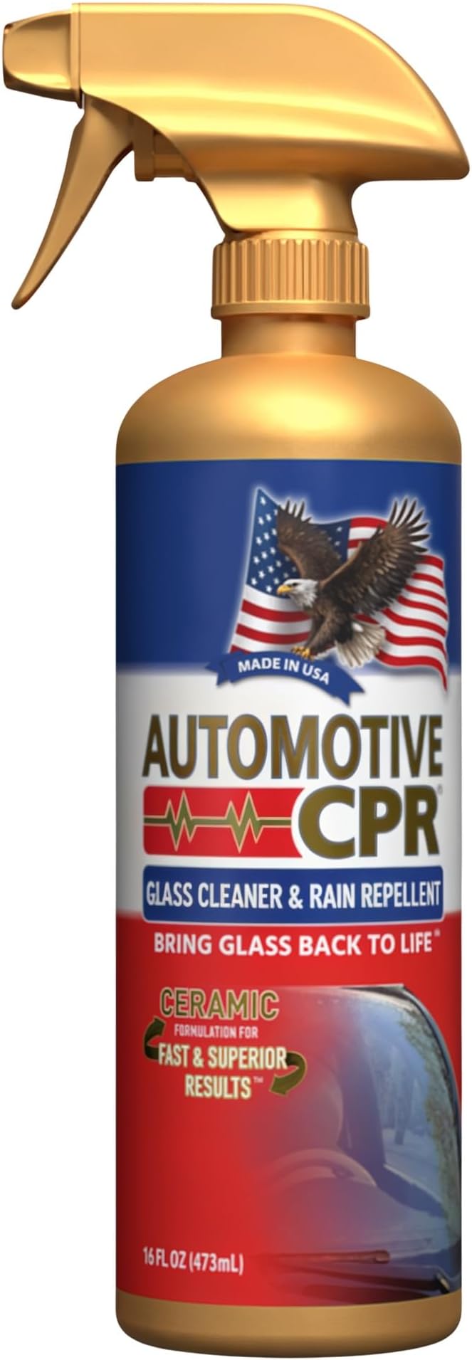 Glass Cleaner & Rain Repellent – Premium Ceramic 2-in-1 Formula Cleans & Protects – Streak-Free Shine for Windshields, Windows, & Mirrors – Made in USA – 16oz