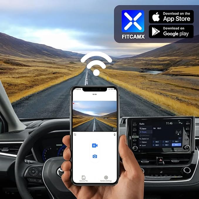 Fitcamx 4K Dash Cam Suitable for Toyota Corolla LE L XLE XSE SE 2020 2021 2022 Hybrid & Hatchback 2019-2022 (E210/Gen12), OEM Look, 2160P UHD Video WiFi, G-Sensor Loop Recording, Plug&Play, 64GB Card