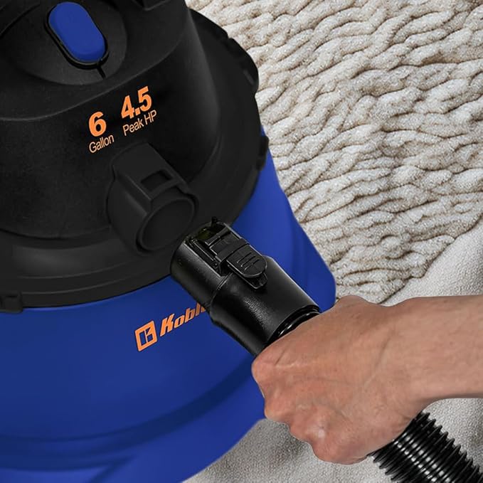 Koblenz Wet-Dry Vacuum Cleaner, 6-Gallon Tank, Superior 4.5 Peak HP Motor, Lightweight Vacuum Cleaner and Blower, Tackles Dry and Wet Messes, Accessories Included, Black+Blue (WD-6 L212)