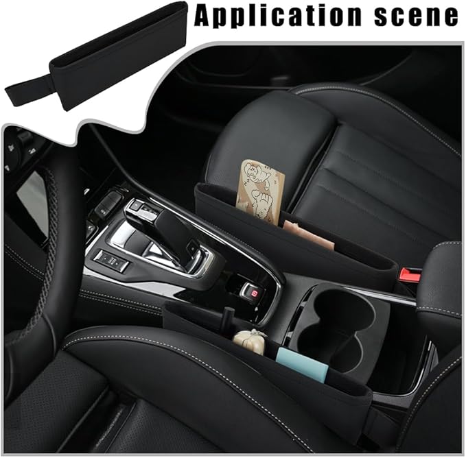 PH PandaHall 2pcs Car Gap Filler Organizer Front Side Pocket Seats Cars Console Side Organizer Leather Seat Gap Storage Box Black Seat Catcher Holders for Holding Phone Key Sunglasses Wallet Cards