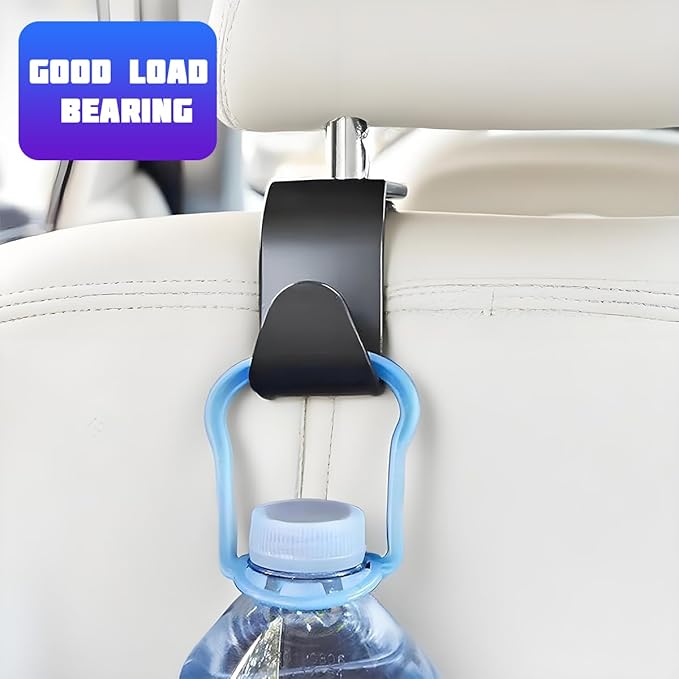 Car Seat Headrest Hooks, 4PCS Multifunctional Vehicle Back Seat Storage Hanger Holder for Hangbag Coat Grocery, Auto Interior Headrest Hook Organizer, Universal for Vehicles (Black)