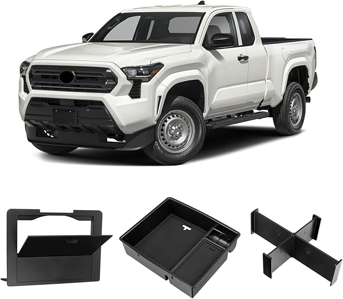 YOJOJOCO 3PCS Center Console Organizer Compatible with Toyota 2024 2025 2026 Tacoma Accessories Center Console Dividers Organizer Hidden Storage Box
