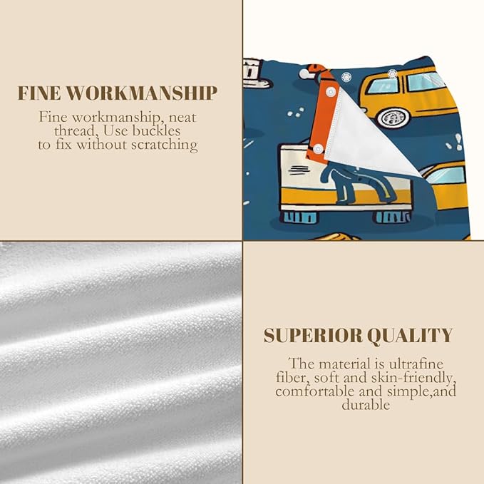 Women's Bath Wrap Cartoon Cars Pattern Absorbent Shower Spa Body Bath Robe Wraps Bathrobe Towel with Adjustable Closure