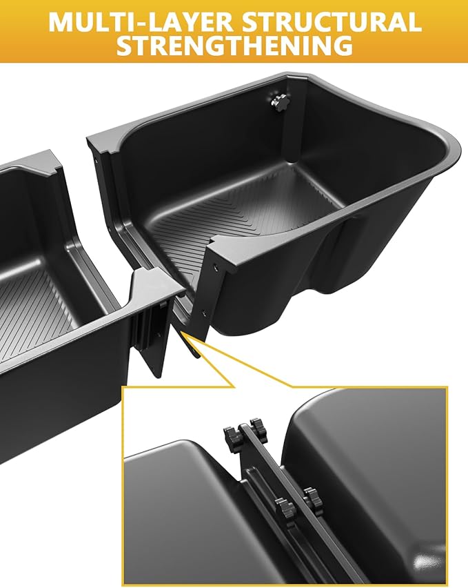 Tuyoung Under Seat Storage Boxes Compatible with 2015-2026 Ford F-150 F150 SuperCrew Cab, 2017-2026 F-250/F-350/F-450/F-550 Super Duty, Heavy Duty Rear Truck Under Back Seat Box Organizer Cargo Box