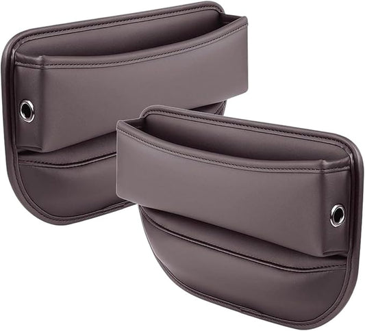 2 Pack Car Seat Gap Filler Organizer For Jeep Grand Cherokee 2011-2026, Leather Car Seat Storage Box, Console Side Pocket Between Seats, Car Accessories For Phones Keys Cards, Brown