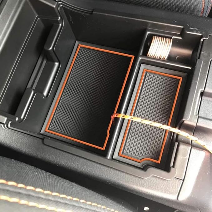 EDBETOS Center Console Organizer Tray Compatible with Subaru Crosstrek 2018-2022 2023 and fits Impreza 2017-2022 2023 Accessories Armrest Secondary Storage Box ABS (Orange Trim)