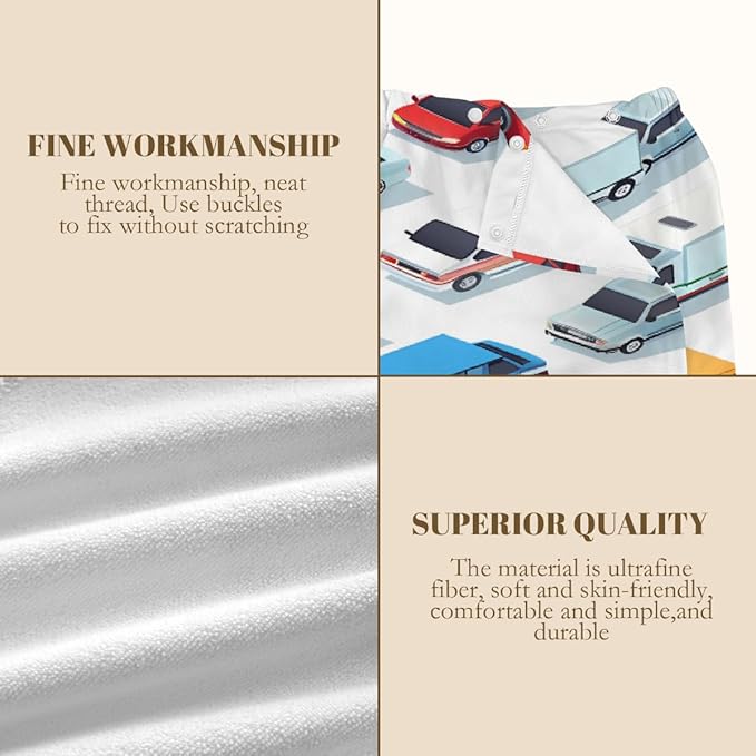Women's Bath Wrap Colorful Cars Trucks Pattern Absorbent Shower Spa Body Bath Robe Wraps Bathrobe Towel with Adjustable Closure