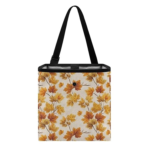 Fall Autumn Maple Leaf Print Car Trash Bag Hanging, Garbage Bag and Water Resistant Trash Can for Car, Leakproof Trash Can for SUV Truck Car Accessories