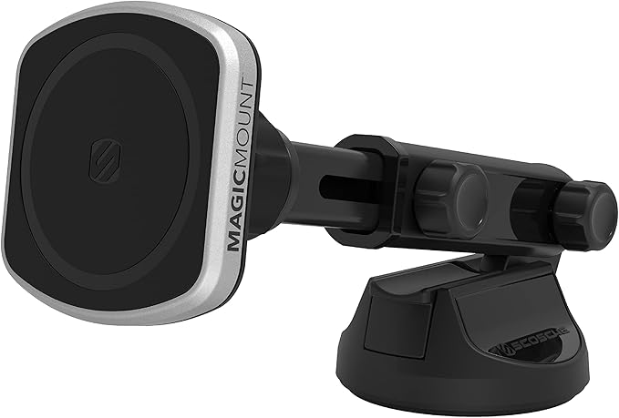 Scosche MP2WDEX2-XTSP MagicMount Pro2 Magnetic Car Phone Holder Extendo Telescoping Windshield or Dashboard Mount with Suction Cup Compatible with MagSafe, iPhones, Galaxy, Pixel & All Smartphones