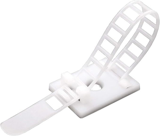 Mini Cable Clips 3M Adhesive, Multipurpose Cord and Wire Organizer for Cable Management Adjustable Medium - 60 Pack Bundled with 10 Bonus Reusable Cable Ties (White)