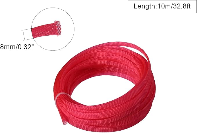 Aicosineg Cable Sleeve Braided Sleeving PET Wire Loom Tubing Cable 32.81ft-1/3inches Wrap Protector for HiFi Audio and Video Headphone Cable Protect Wires from Chewing of Pets Pink