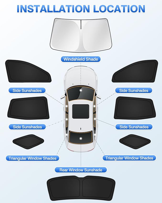 Canvcle Sunshades for 2025 2026 Chevrolet/Chevy Equinox Accessories Windshield Sun Shade Side Rear Window Shade Cover Sun Visor Shield Privacy Protection Keep Car Cool Black 8PCS(NOT for Equinox EV)