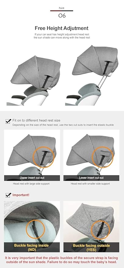 Manito Sun Shade Extender/Auxiliary Canopy for Car Seat (Beige)