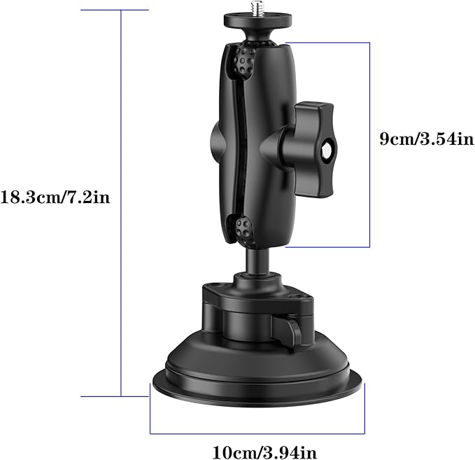 Suction Cup Mount for DJI Osmo Pocket 3, Heavy-Duty Car Windshield Window Dashboard Holder for Insta360 X5 X4 X3 with Expansion Adapter for GoPro 13/12/11/10/9/8/7