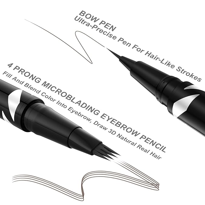 LAVONE Eyebrow Pen,2-IN-1 Dual-ended Waterproof Eyebrow Pencil,with 4 Tip Microblading Eyebrow Pen and Ultra-Precise Brow Pencil,Dual-ended Eyebrow Brush,Eyebrows Makeup for Natural Looking-Brunette