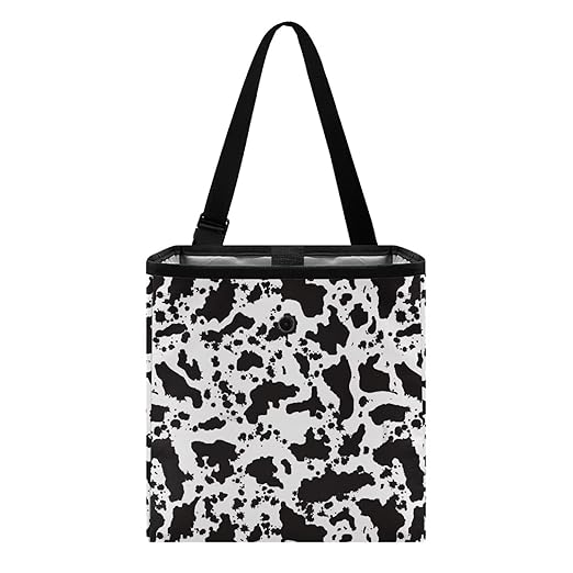 Cowhide Black Car Trash Can for Back Seat Car Accessories for Women Men Leakproof Auto Garbage Cans Hanging Trash Bin for Car Water-Resistant