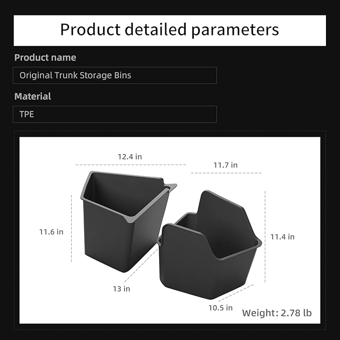 LUCKEASY Rear Trunk Storage Bins Fit for Tesla Model Y Juniper 2025 2026 Trunk Side Storage Box with Lids Rear Cargo Garbage Bins for Model Y Juniper 2026 Accessories Black TPE