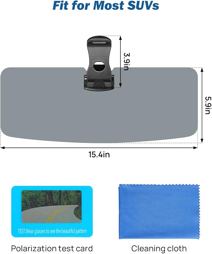 JOYTUTUS Sun Visor for SUV, Polarized Sun Visor Extender for Car, Universal UV400 Car Visor Extension Anti-Glare Easy to Install, Protect from Glare/UV Ray/Stray Light