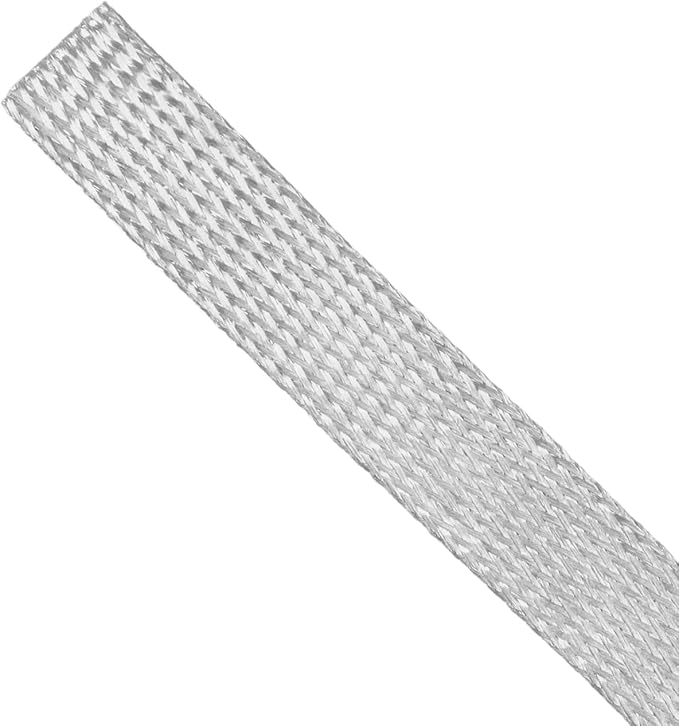 Tinned Copper Cable Sleeve, 15ft Expandable Mesh Braided Sleeving, Flexible Metal Ground Straps Wire Harness Protector (Silver, 3/8" Wide)
