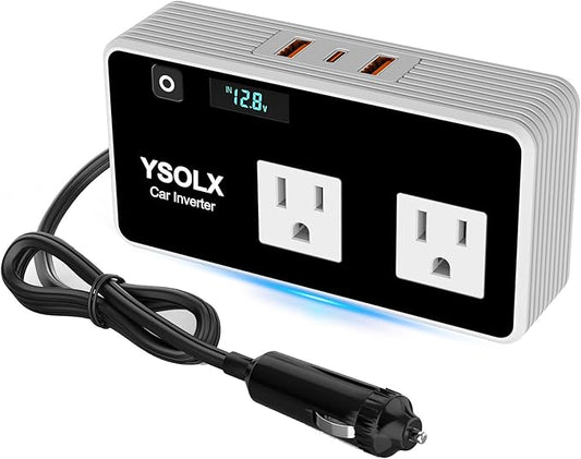 300W Car Power Inverters for Vehicles, YSOLX Car Inverter 12V to 110V with 3 USB Fast Charger and Car Plug Adapter Outlet for Laptop Computer Charger