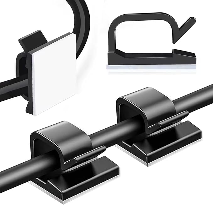3/4 in Adhesive Cable Clips, 120pcs Outdoor Light Clips, Cord Clips, Sturdy Wire Clips, Finisher Wire Clamp for Home, Car, Office Wire Management Clips (Black, 3/4"-120PCS)