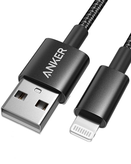 Anker USB A to Lightning Cable(6FT, 1Pack), MFi Certified Nylon USB to Lightning Cord for iPhone 14/13/12/11 Pro/11/XS MAX/XR/8/7/6s Plus Cable(Black)