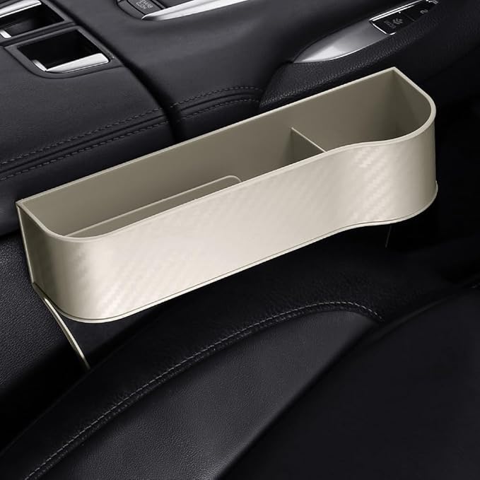 Car Seat Gap Filler Organizer for Toyota Corolla Cross XG10 2021-2025, Between Seat Console Prevents Items from Falling Auto Console Side Storage Box,Beige- Co-Driver