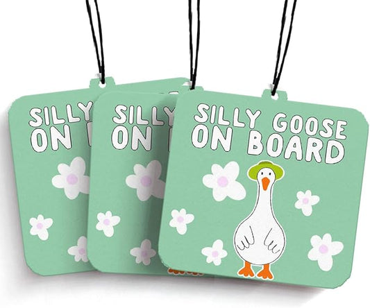 Cute Gooses Car Air Fresheners Hanging Silly Goose Green Car Accessories Interior 3Pcs, Silly Goose on Board Cars Rear View Mirror Decor Cute Duck Goose Gifts Car Decoratio(Black I）