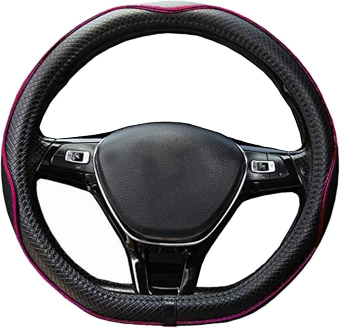 Mayco Bell Flat Bottom Steering Wheel Cover Anti-Slip,Safety,Soft,Breathable,Durable,Full Surround,Comfortable Grip Microfiber Leather (D Shape, Wine Red)