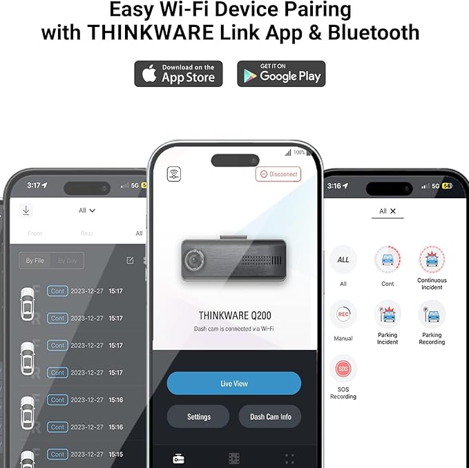 THINKWARE Q200 2K 1440P QHD Dash Cam for Cars, WiFi, WDR, Speed Red Light Cam Alerts, ADAS, 256GB Max, Parking Monitor, Super Night Vision (Free 32GB, 12V Cigar, Hardwiring Cable) (1CH Front)