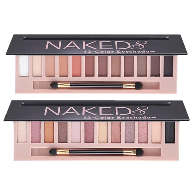 BestLand 2 Pack 12 Colors Makeup Nude Colors Eyeshadow Palette Natural Nude Matte Shimmer Glitter Pigment Eye Shadow Pallete Set Waterproof Smokey Professional Beauty Makeup Kit (2 PCS)