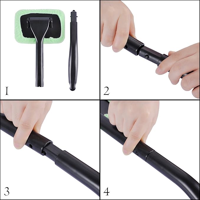 AutoEC Auto Glass Cleaner Wiper Keeps Cars Vehicles Interior Exterior Windshields Windows Clean, Come with 2 Pads Washer Towel and 30ml Spray Bottle, Use Wet or Dry