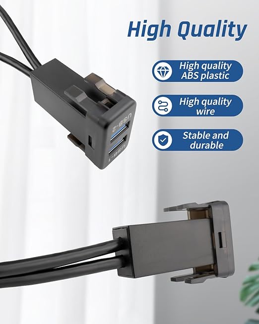 Dual USB 3.0 Car Dash Flush Mount Extension Cable, Length 3.3FT (1M) Fit for Toyota, Size 1.6”x0.9”x2.3” (Type B)