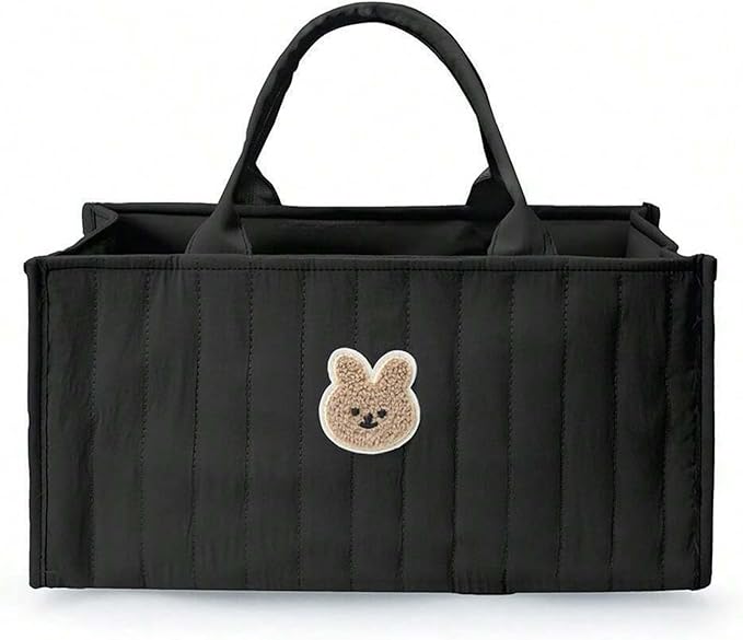 Diaper Caddy Organizer,Cute Floral Nursery Storage Basket,Soft Portable Changing Table Car Caddy Organizer Gift (Bear A)