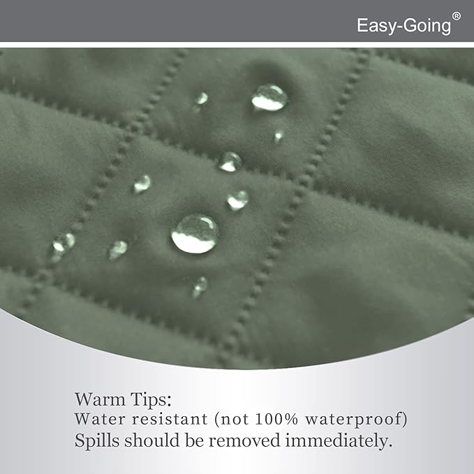 Easy-Going Recliner Chair Slipcover Reversible Sofa Cover Water Resistant Couch Cover Furniture Protector with Elastic Straps for Pets Dog (Recliner 22 inch, Greyish Green/Beige)